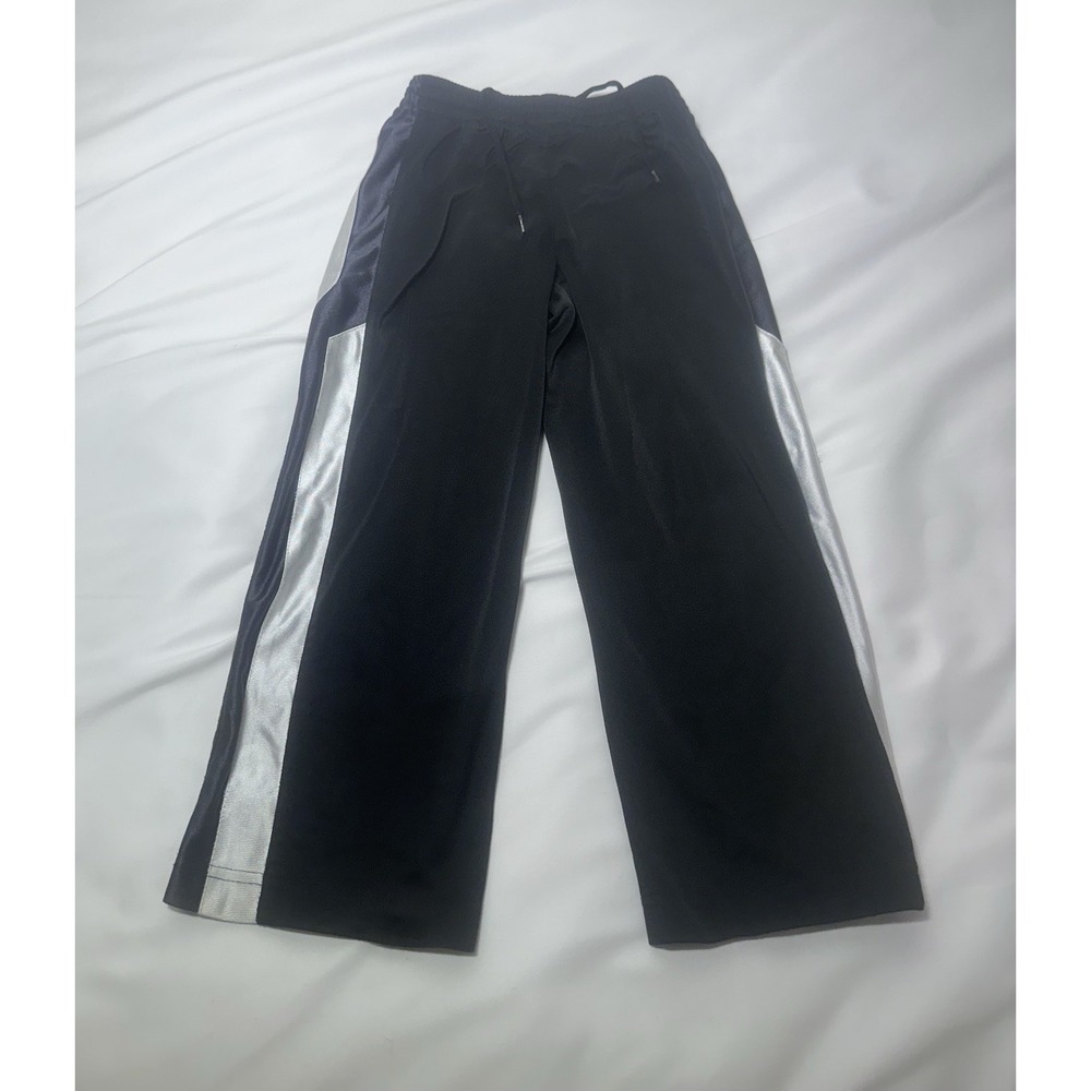 ProSpirit Kids XS 4/5 Black Silver Wide Leg Athletic Track Pants Drawstring
